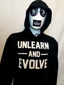 unlearn and evolve hoody, hoodie Outcast Agenda clothing